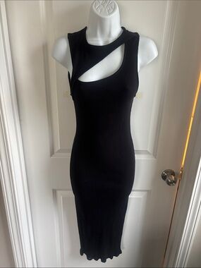Upscale Melrose & Market Black Cutout Ribbed Midi Dress - Sz M